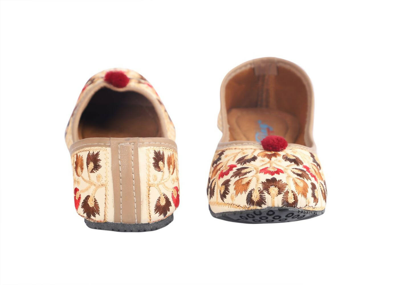 Tiny Bugs Girls Ethnic Floral Embroidered Juttis - Beige  Grab2Buy Tiny Bugs Grab2Buy