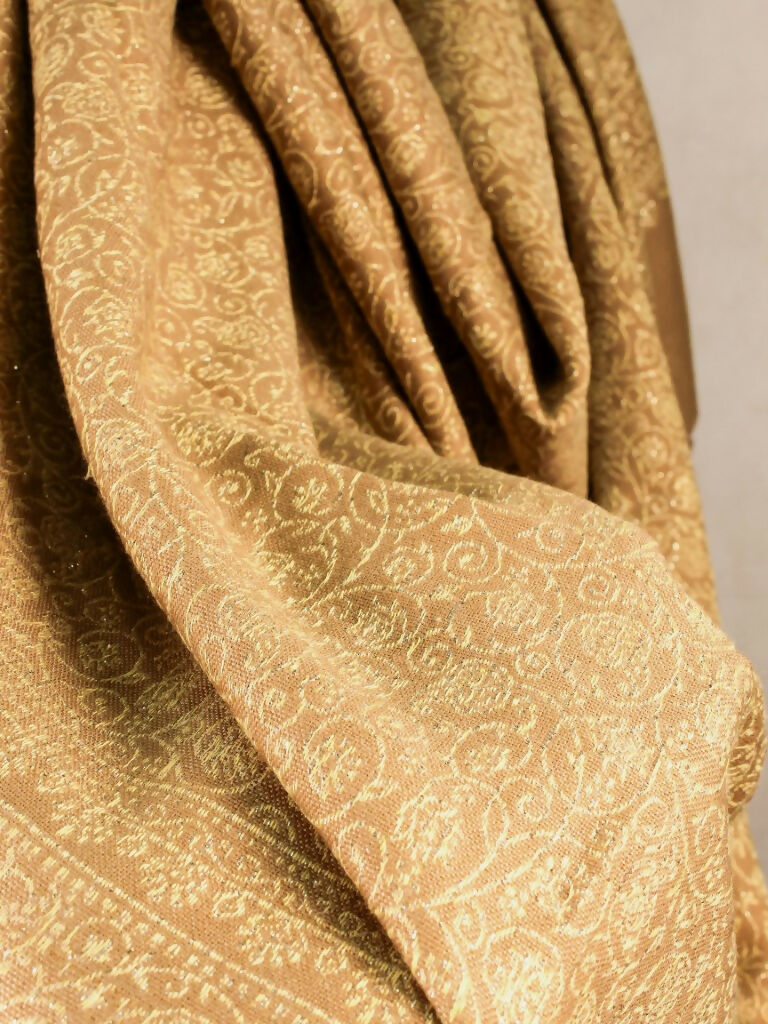 Weaving Mystery Handloom Pashmina Shawl-Kaani Zari - Tan Brown  Grab2Buy Weaving Mystery Grab2Buy