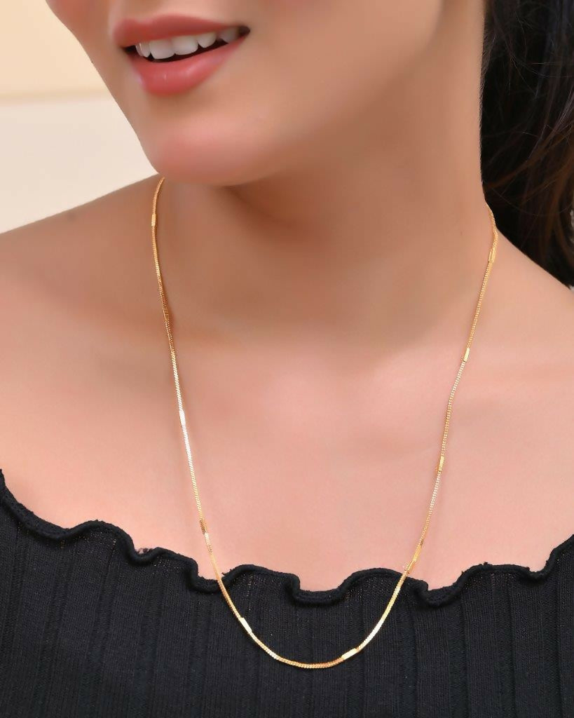 VOJ Women Gold-Polished Self Designed Pipe Chain 