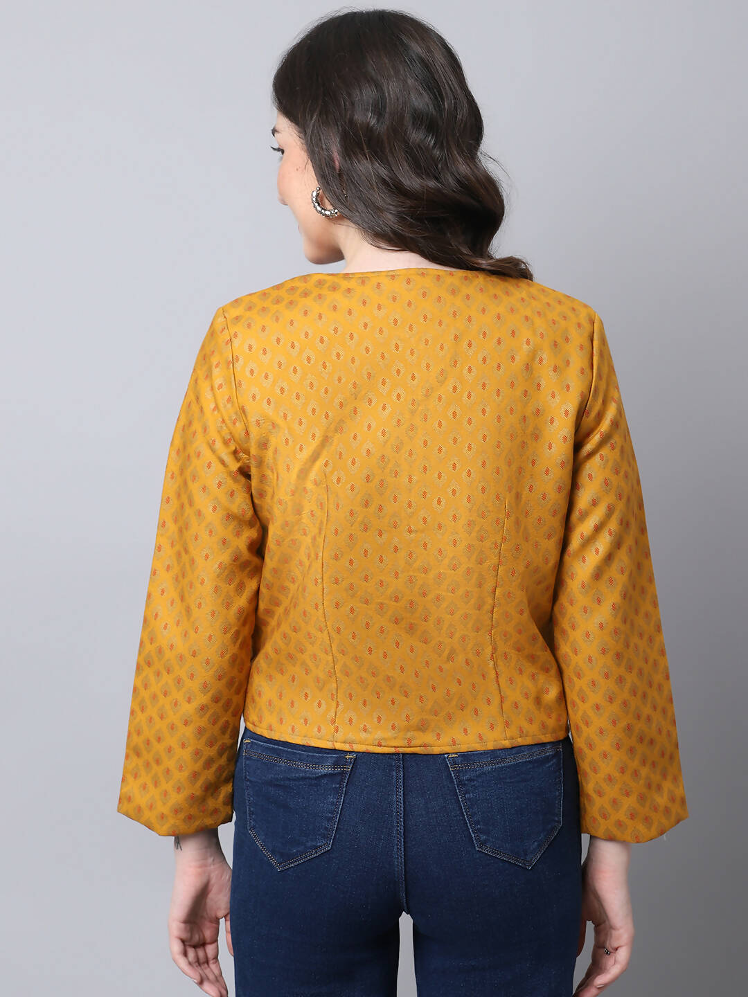 Even Apparels Yellow 100% Viscose Open Front Statement Women's Jacket 