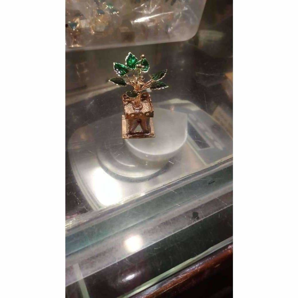 Silver and Gold Coated Decorative Tulsi Item with Green Leaf -Small Size / Tulsi Kota - Small Size - Grab2buy