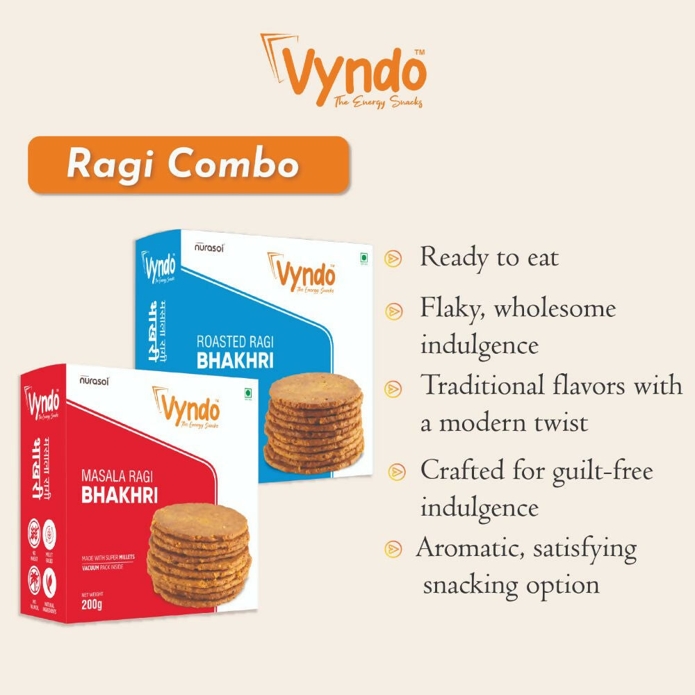 Vyndo Ragi Bhakhri Combo (Roasted Ragi Bhakhri + Masala Ragi Bhakhri) - Grab2buy
