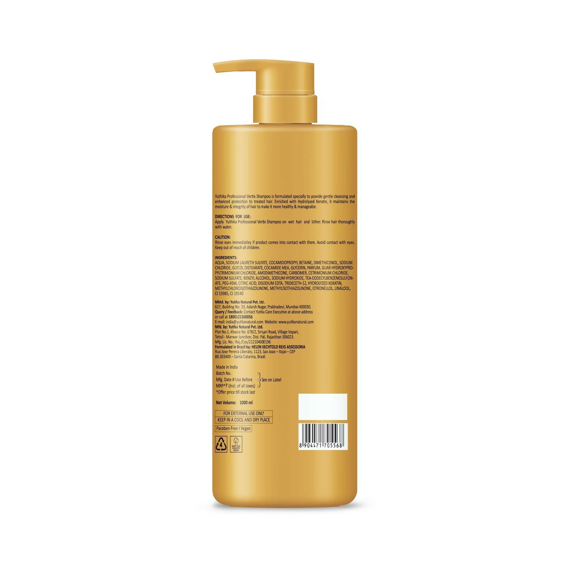 Yuthika Professional Vertix Hydrolyzed Keratin Shampoo  Grab2Buy Yuthika Grab2Buy